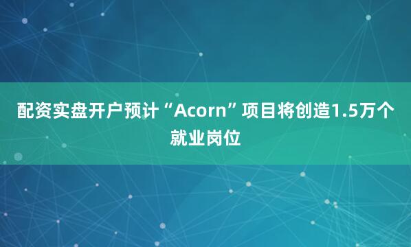 配资实盘开户预计“Acorn”项目将创造1.5万个就业岗位